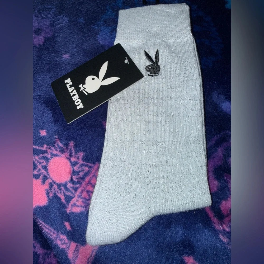 PLAYBOY Silvery Gray Crew Socks- NWT